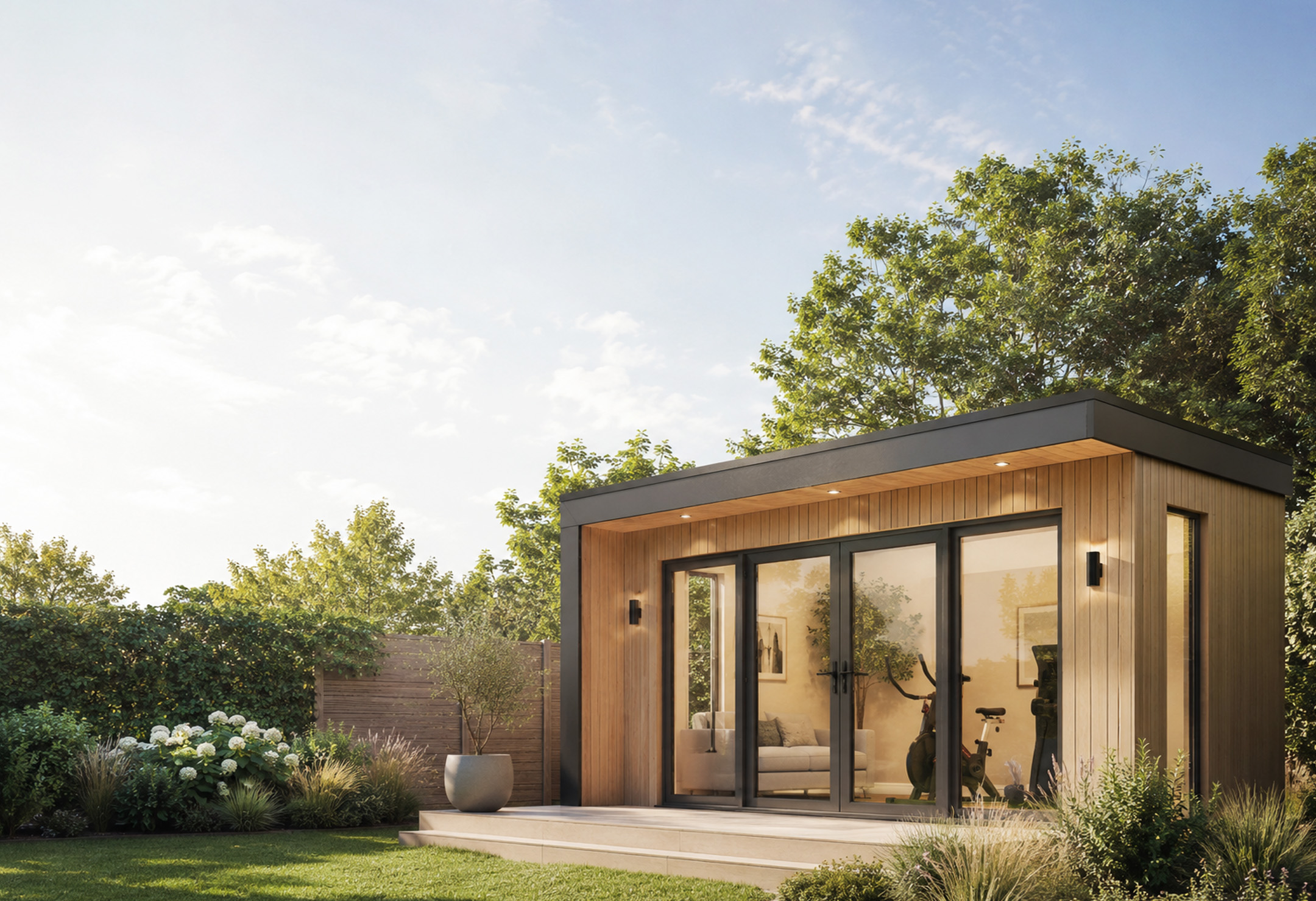 Bespoke garden room with full-height glazing, built in Leighton Buzzard, Bedfordshire