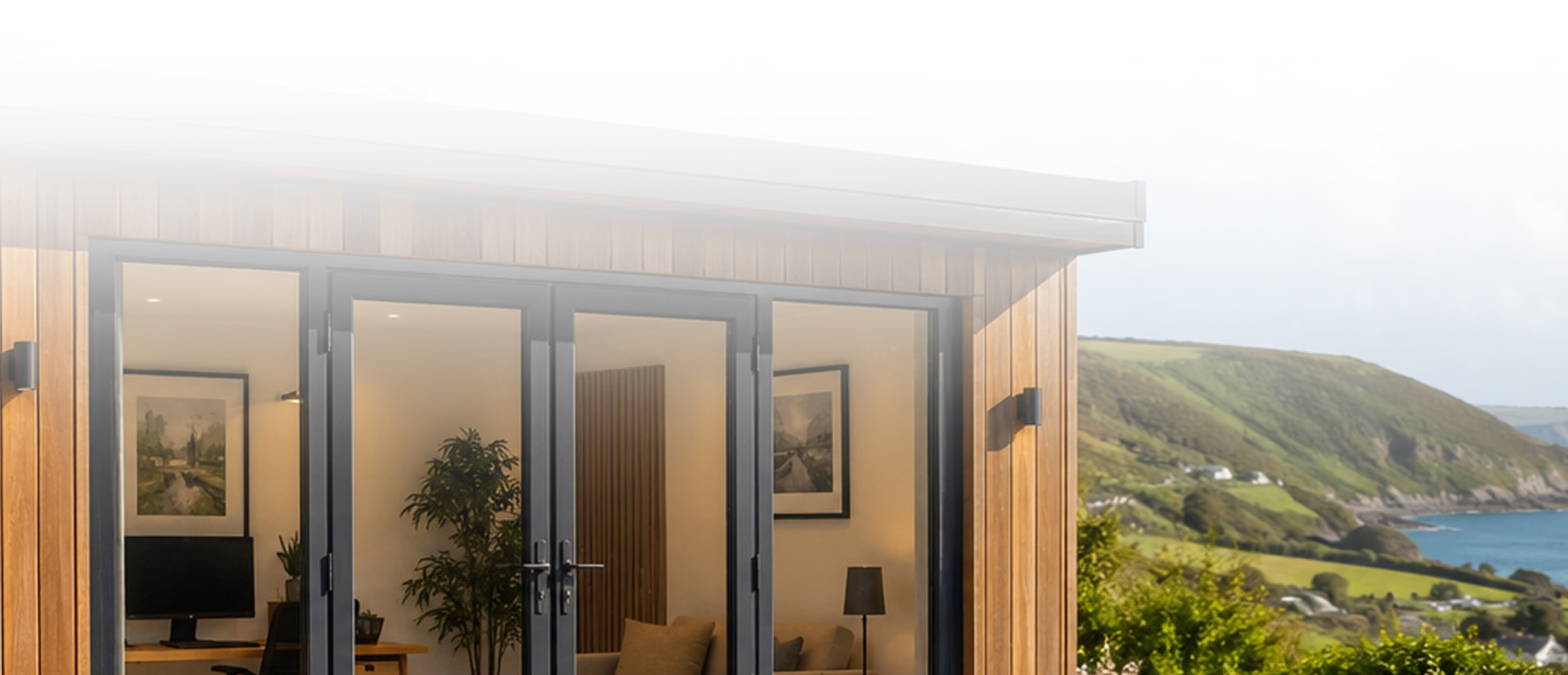 A medium garden office with cedar cladding and full-height glazing, Linslade