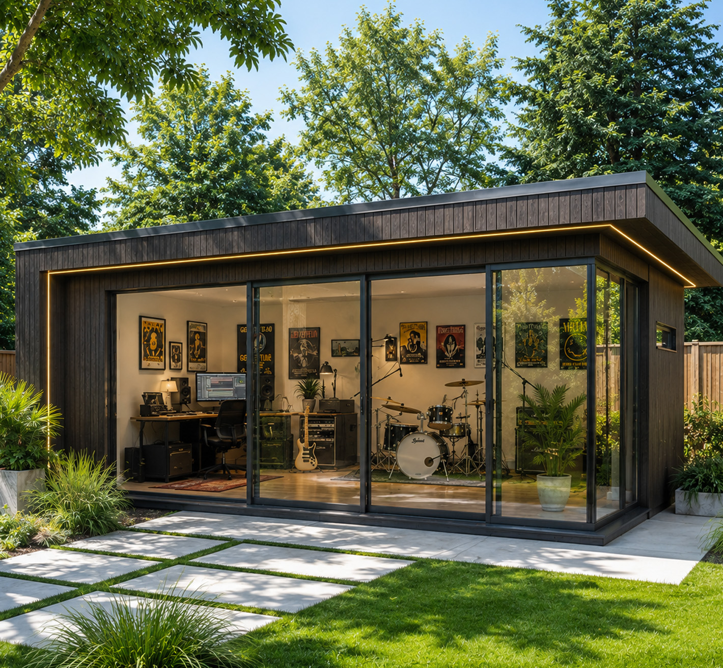 Contemporary bespoke garden room in a Buckinghamshire garden